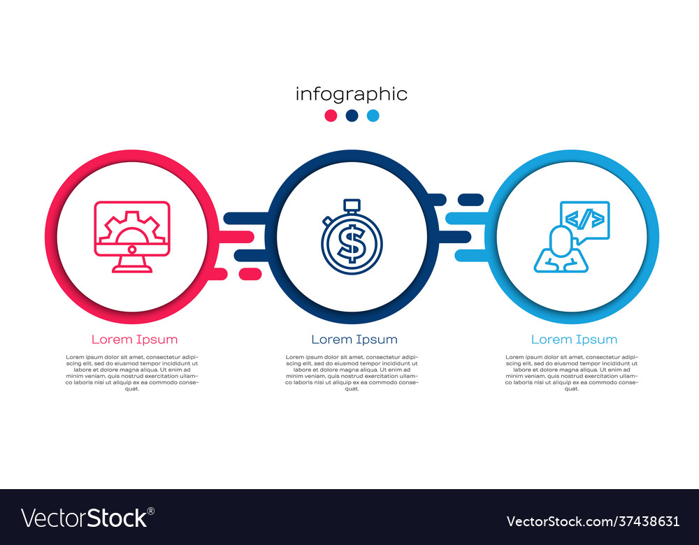 Set line web development time is money and front vector image Set line web development time is money and front