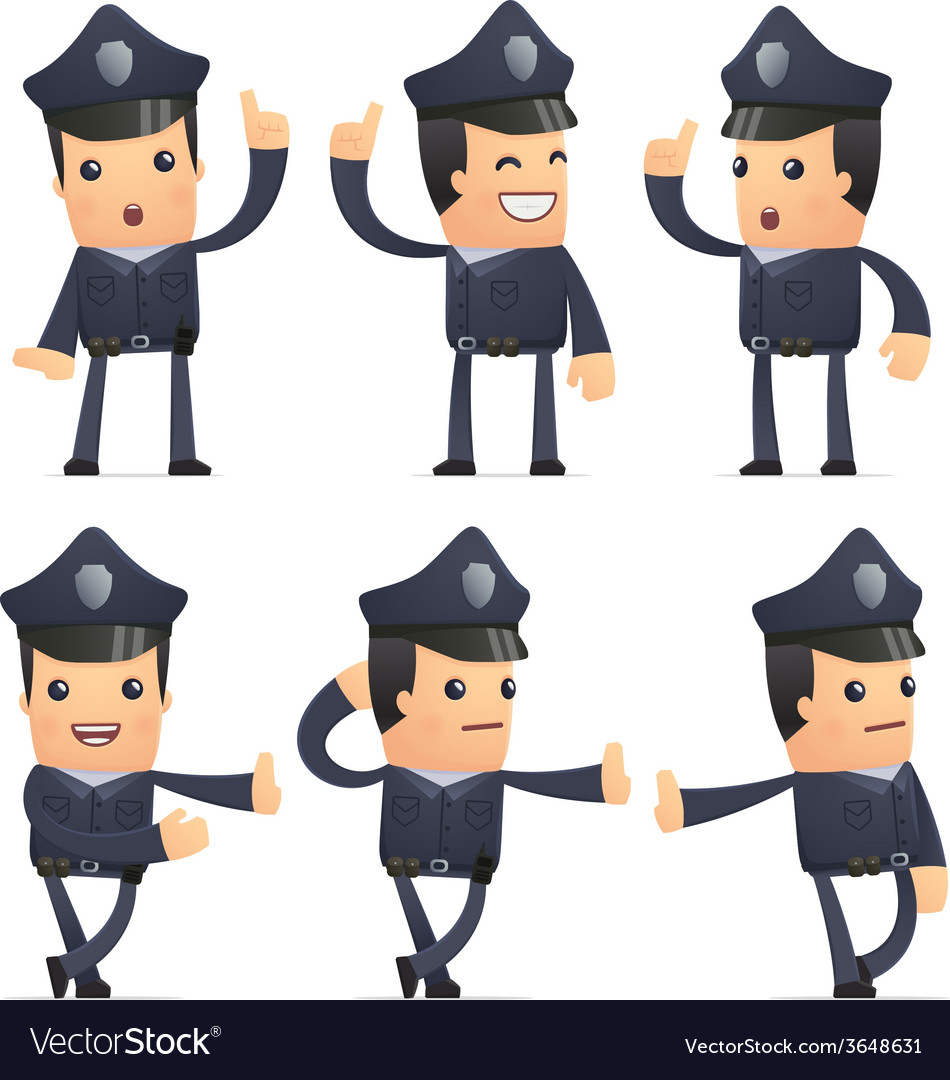 Set of policeman character in different poses