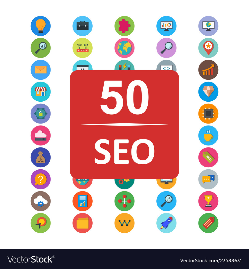 Set of seo search engine optimization icons vector image Set of seo search engine optimization icons