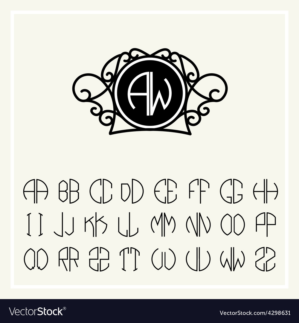 Set template to create monograms two letters Vector Image