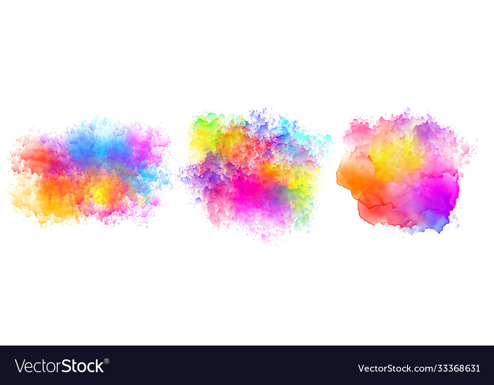 Set three watercolor splatter stains design Vector Image