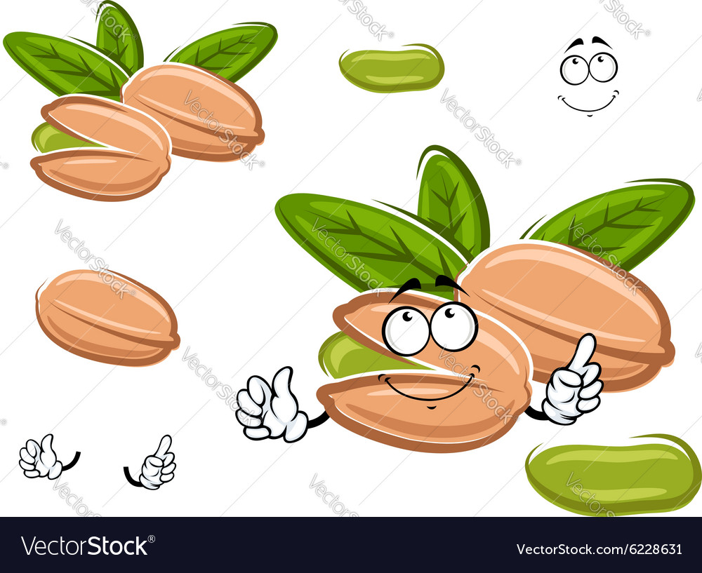 Smiling happy cartoon pistachio nut Royalty Free Vector