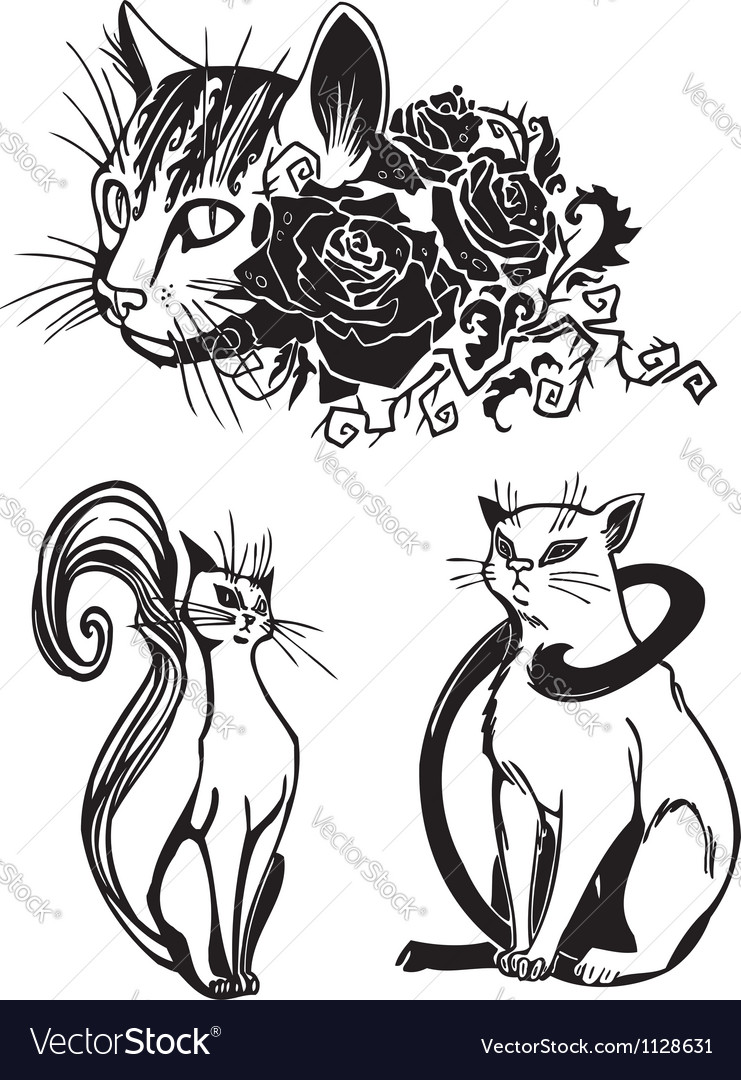 Stylized cats - elegance and graceful