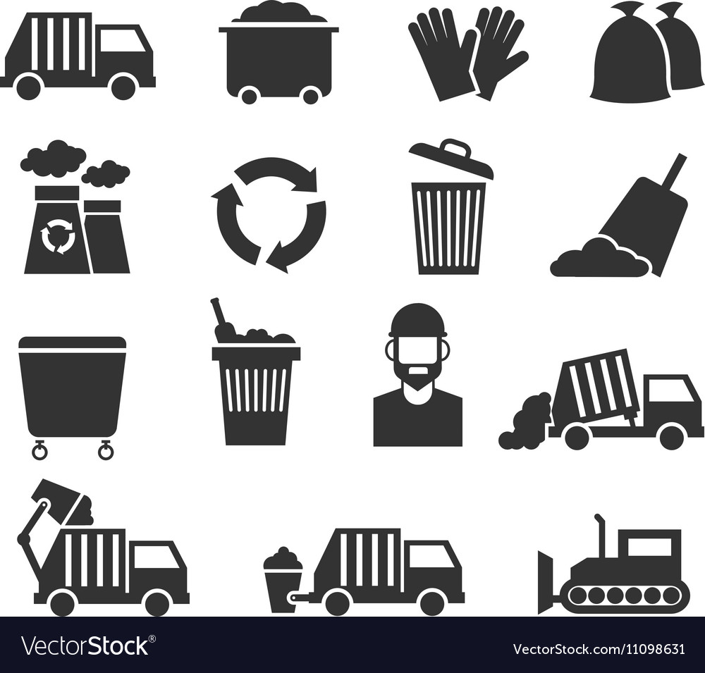 Trash Recycle Garbage Waste Icons Royalty Free Vector Image