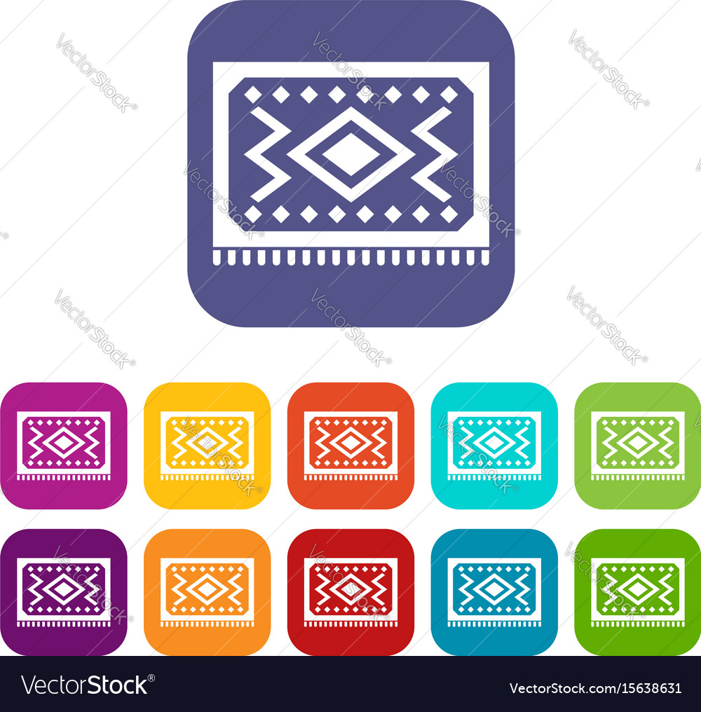 Turkish Carpet Icons Set Flat Vector Image Turkish Carpet Icons Set Flat Vector Image