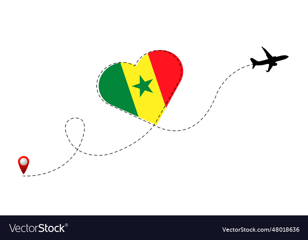 Flugroute mit Senegal-Flagge innen