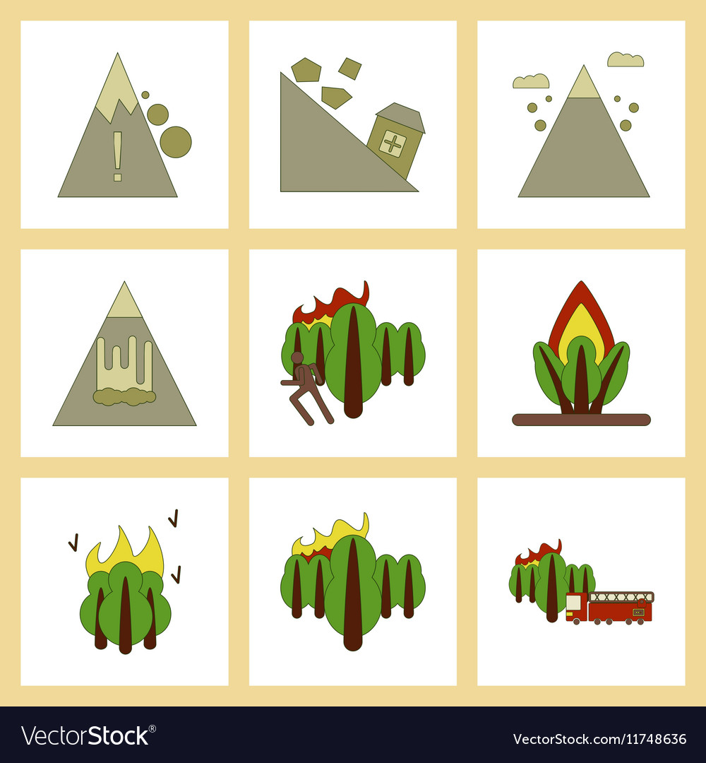 Assembly flat icons natural disasters