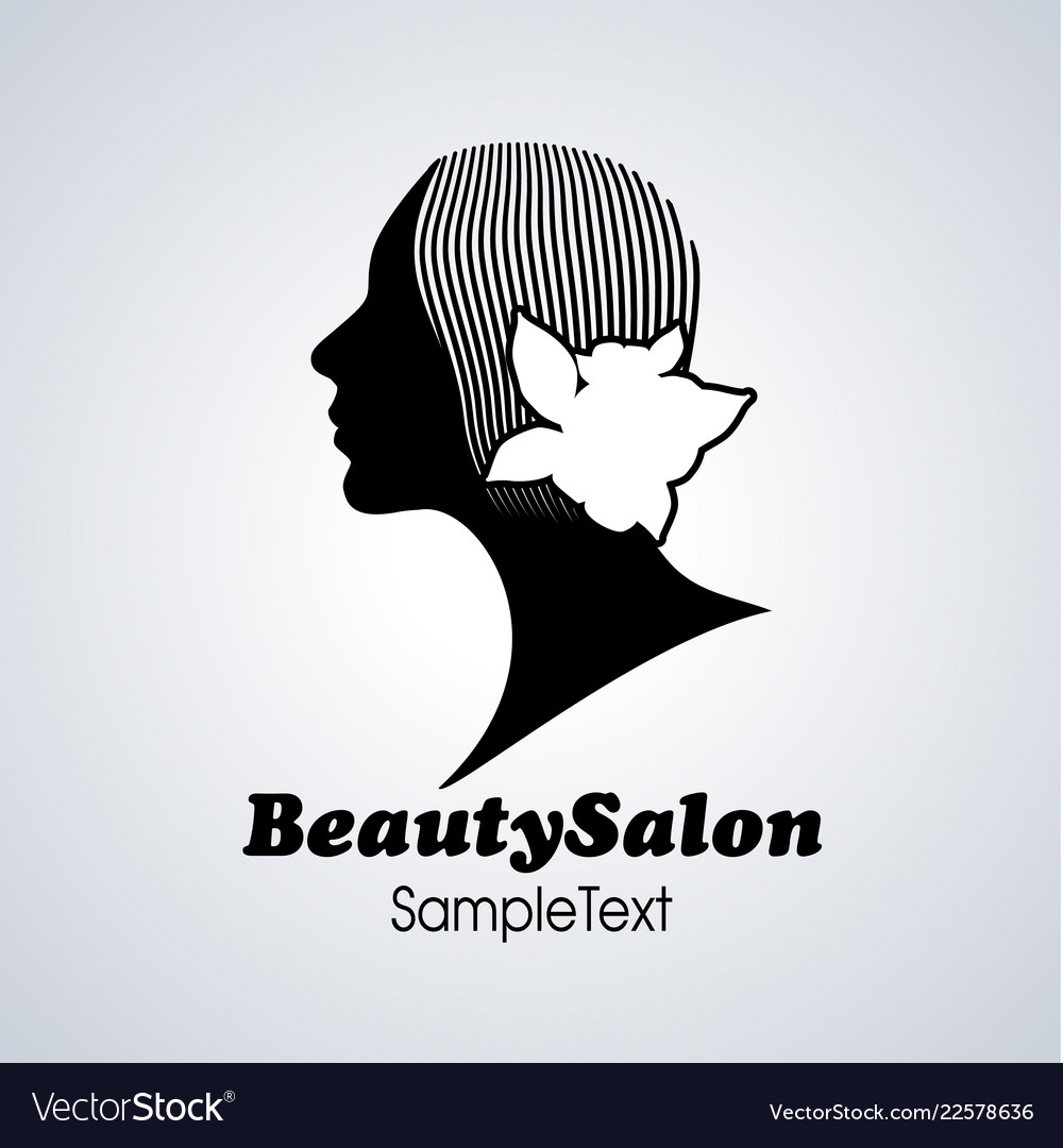 Beauty salon icon silhouette of girl with flower