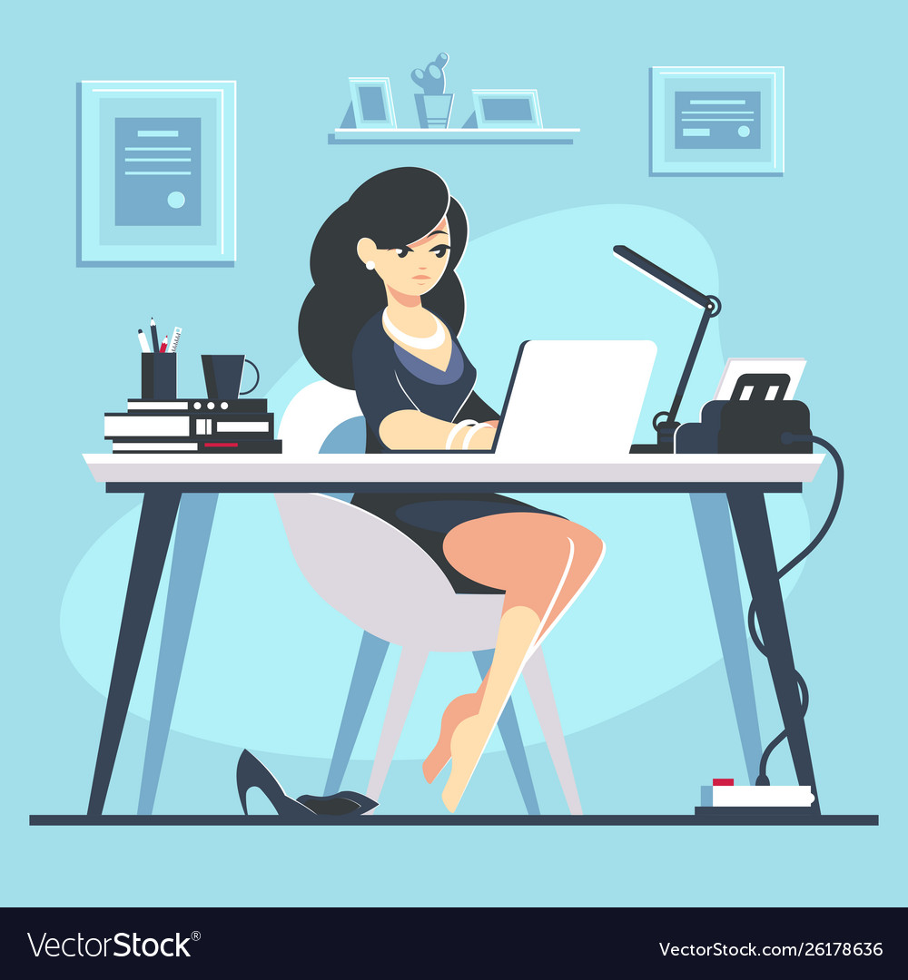 Businesswomanwoman work and job young flat