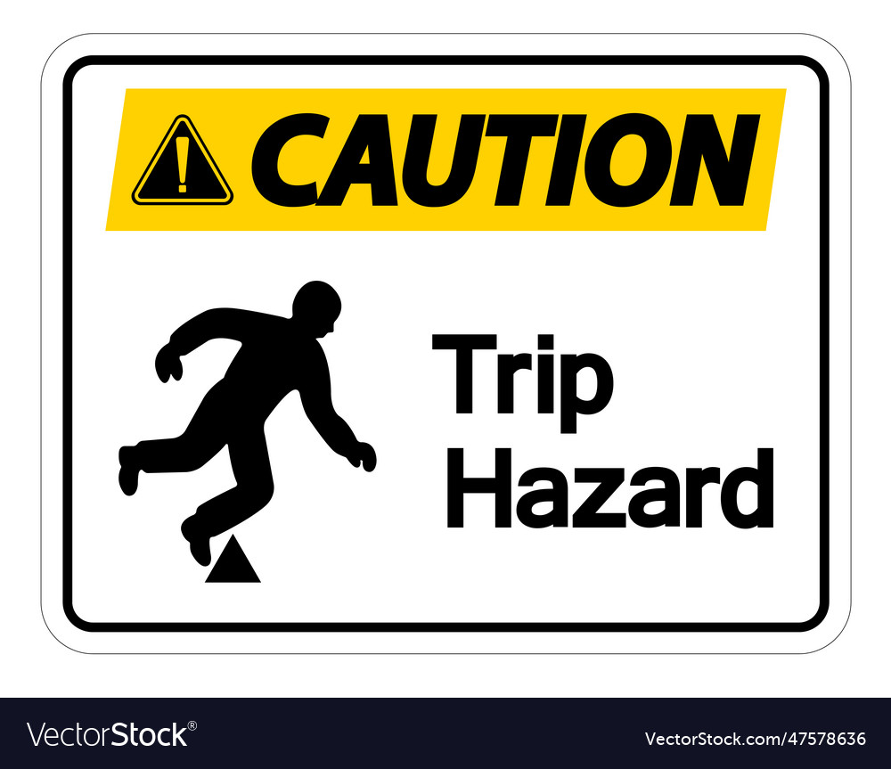 Caution trip hazard symbol sign isolate on white vector image Caution trip hazard symbol sign isolate on white