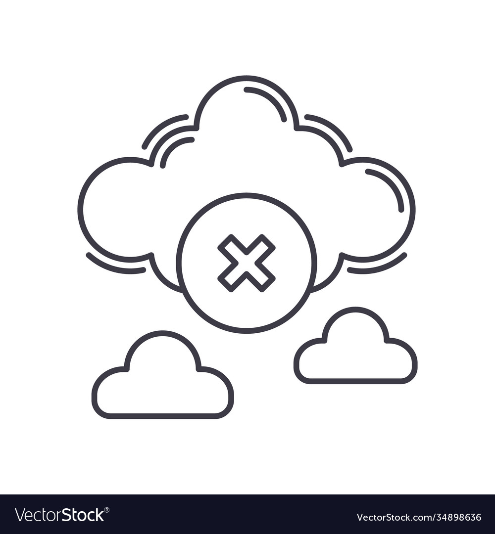 Cloud delete icon linear isolated vector image Cloud delete icon linear isolated