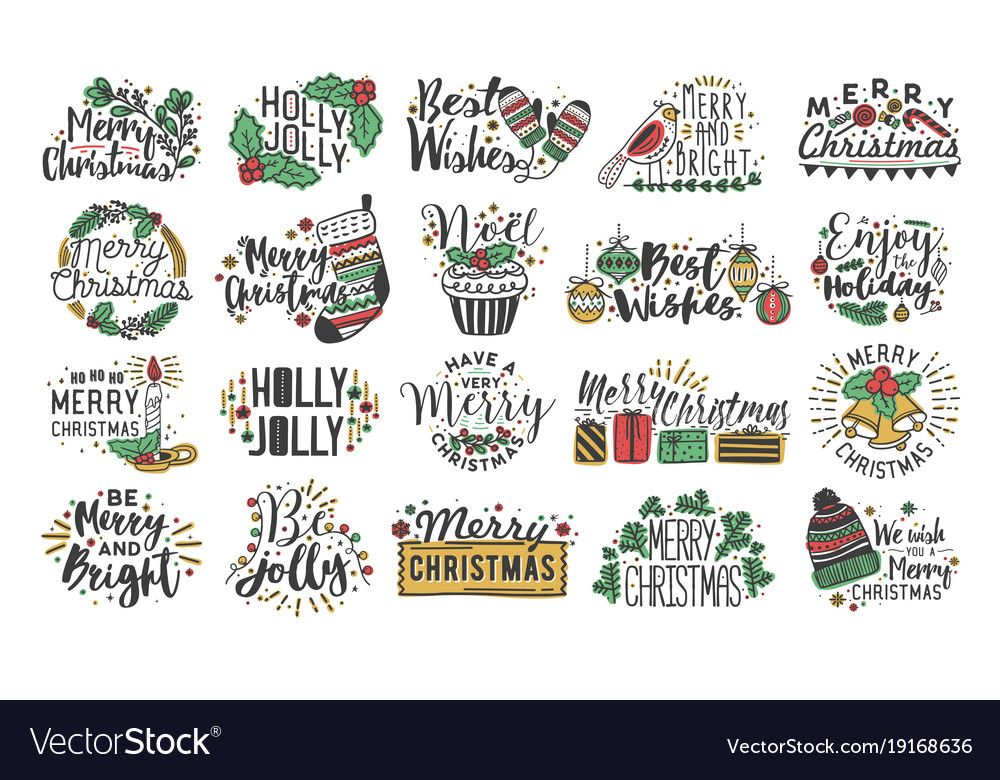 Collection christmas handwritten lettering