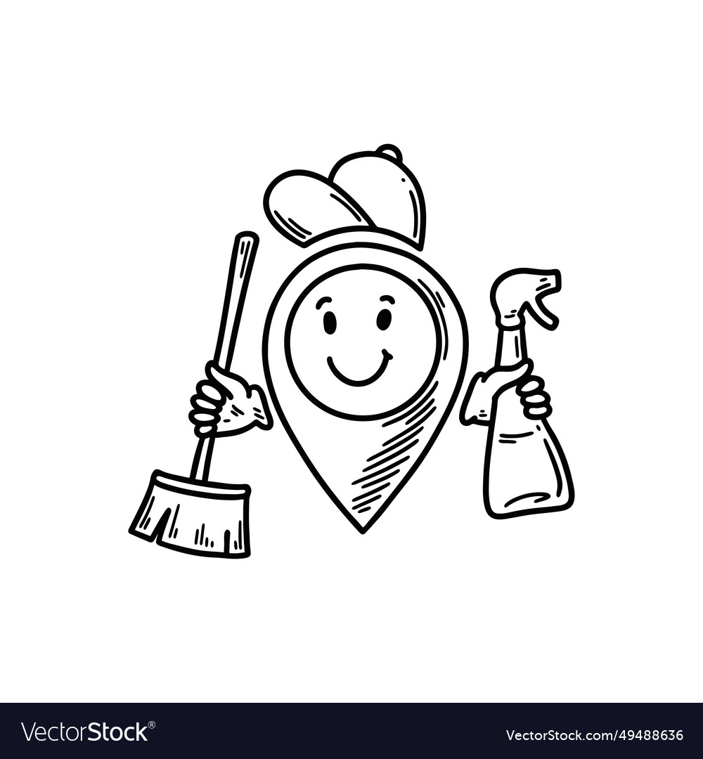 Niedliche Linie doodle Reinigungsstelle Pin Emoji Vector Image Niedliche Linie doodle Reinigungsstelle Pin Emoji