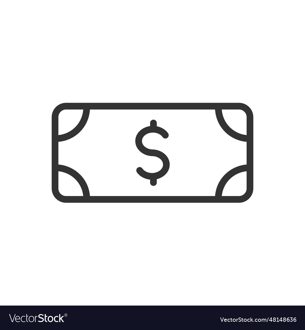 Dollar banknote outline icon Royalty Free Vector Image