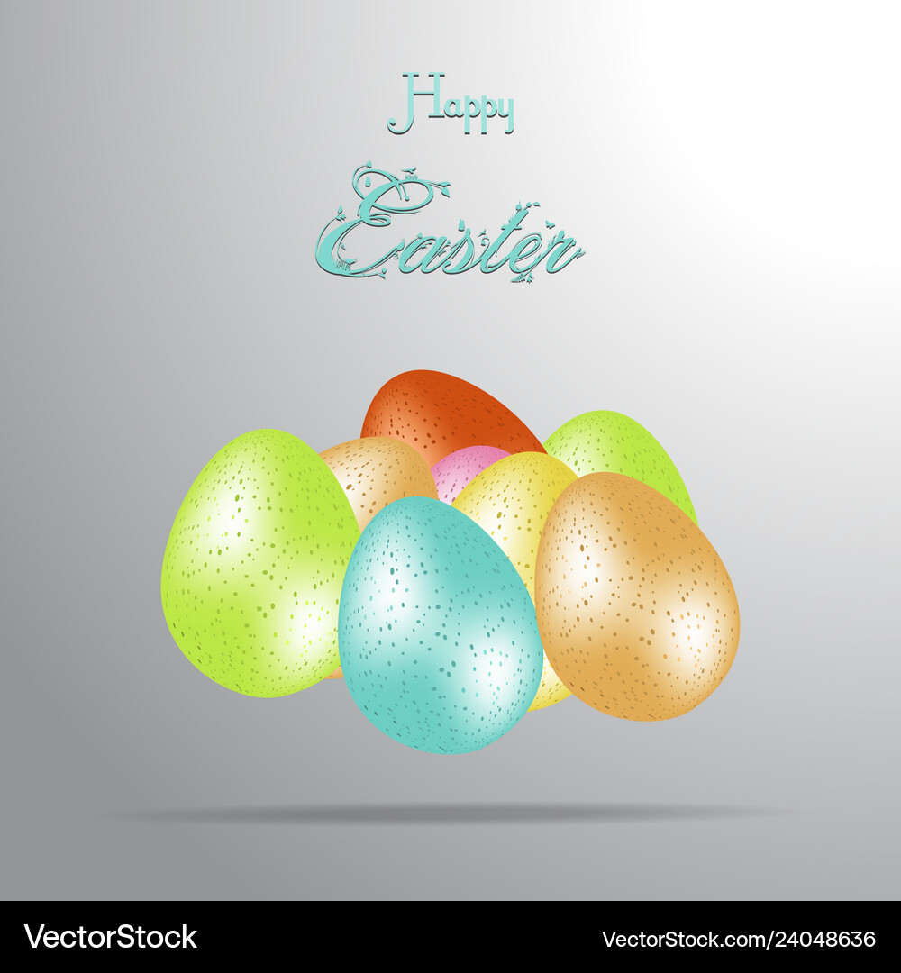 Easter 3d eggs and decorative text background Vector Image