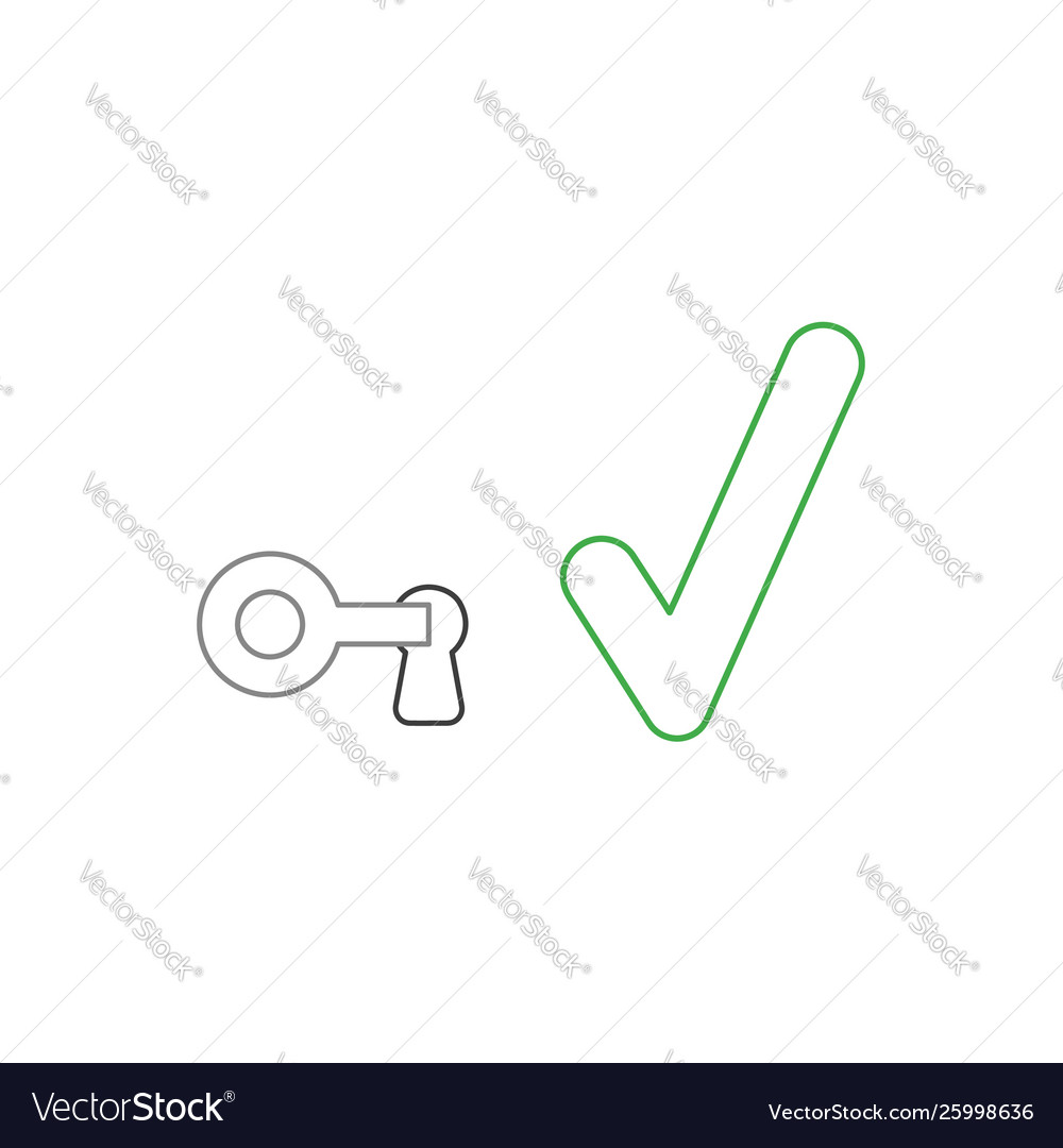 Icon concept key in keyhole with check mark vector image Icon concept key in keyhole with check mark