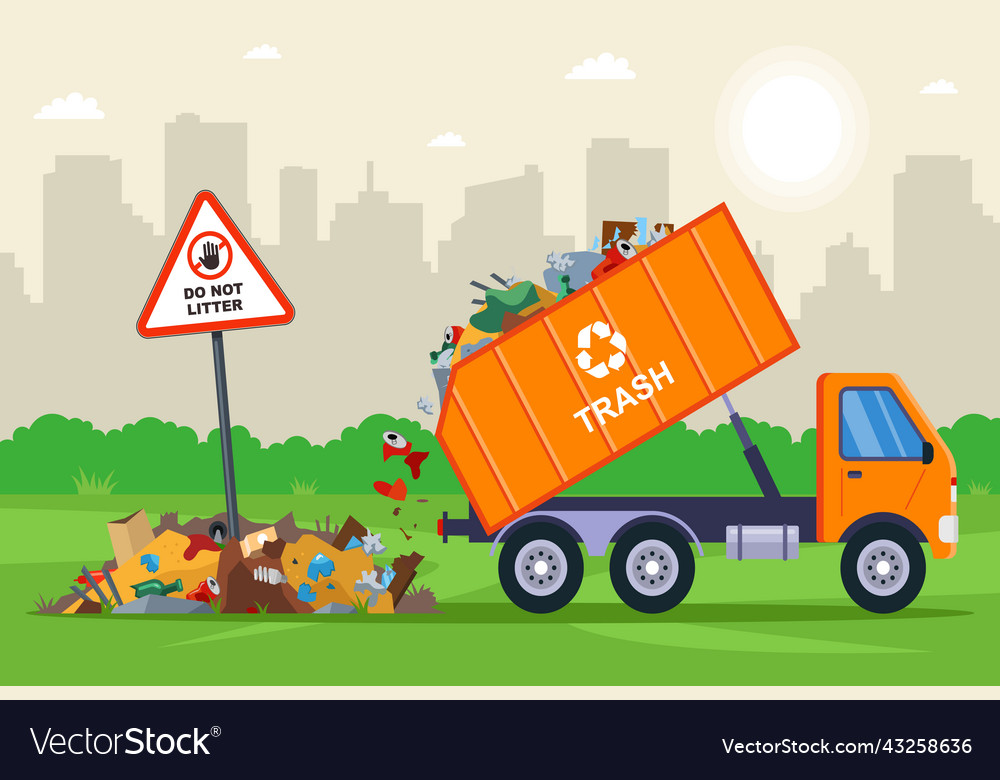 It is illegal to throw city waste into the field Vector Image