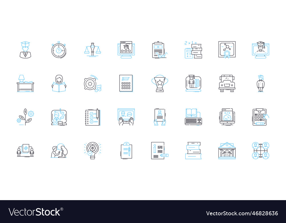 Knowledgeable institution linear icons set