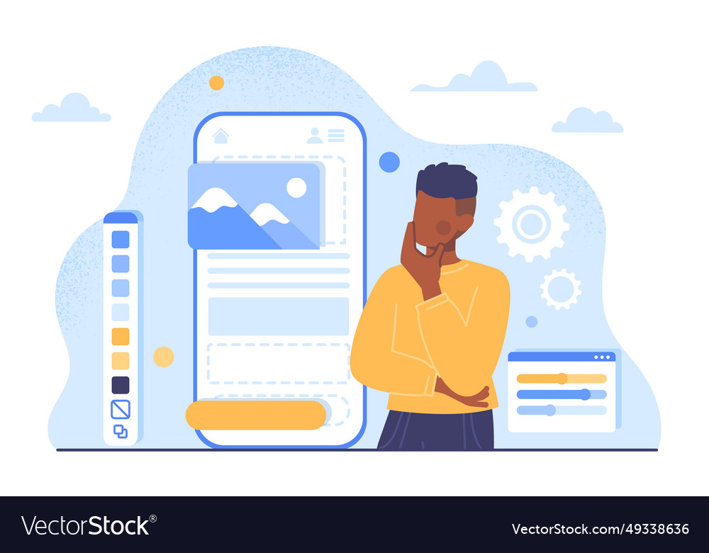 Man with adaptive design concept vector image Man with adaptive design concept