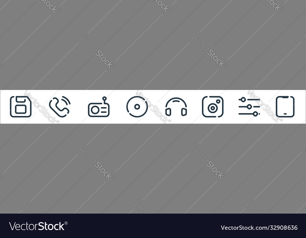 Multimedia line icons linear set quality vector image Multimedia line icons linear set quality