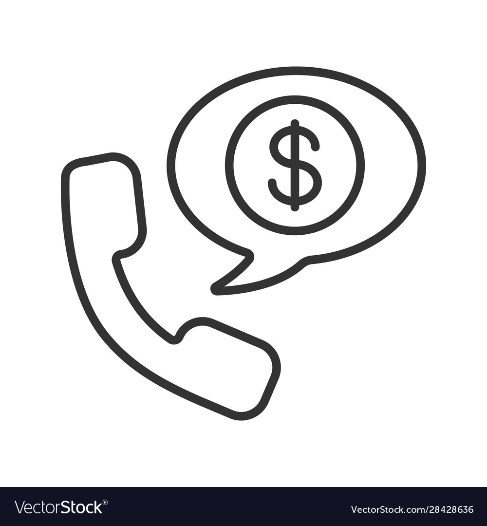 Telefongespräch über Geld lineare Symbol