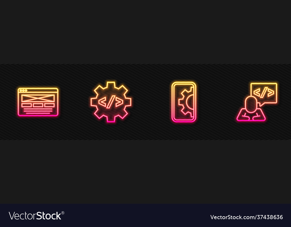 Set line web development ui oder ux design front vector image Set line web development ui oder ux design front