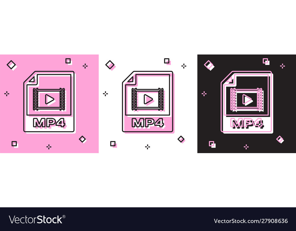 Set mp4 file document download button icon Vector Image Set mp4 file document download button icon