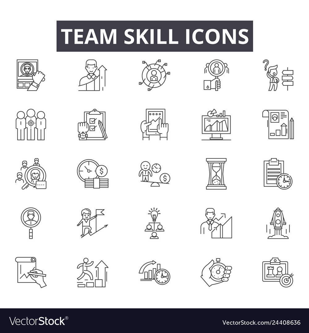 Team skill line icons for web and mobile design vector image Team skill line icons for web and mobile design
