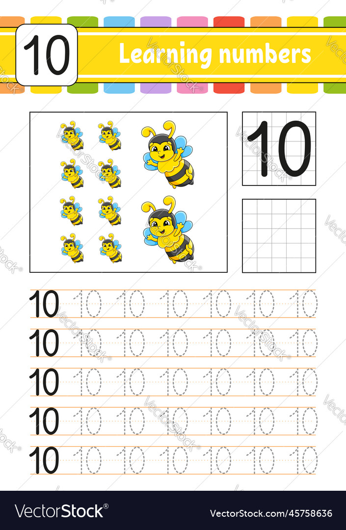 Trace and write numbers handwriting practice