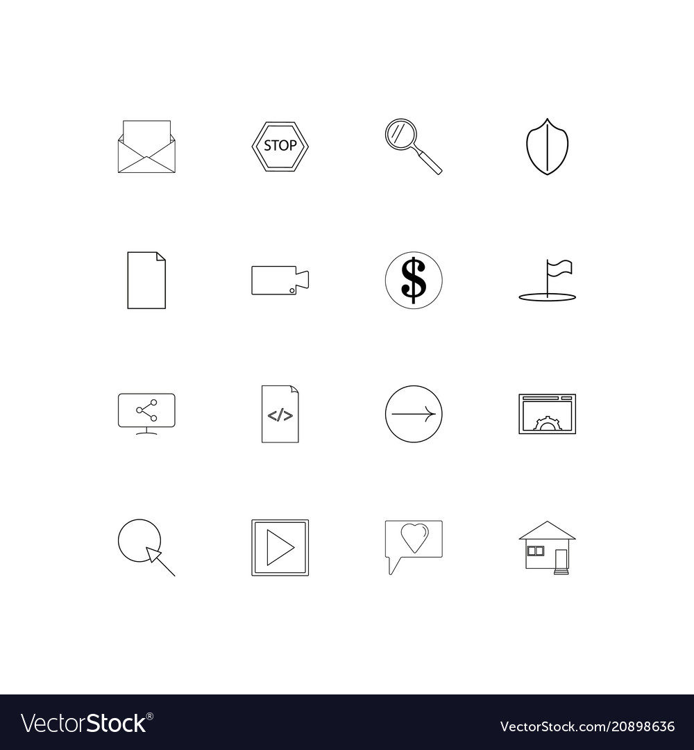 Web linear thin icons set outlined simple