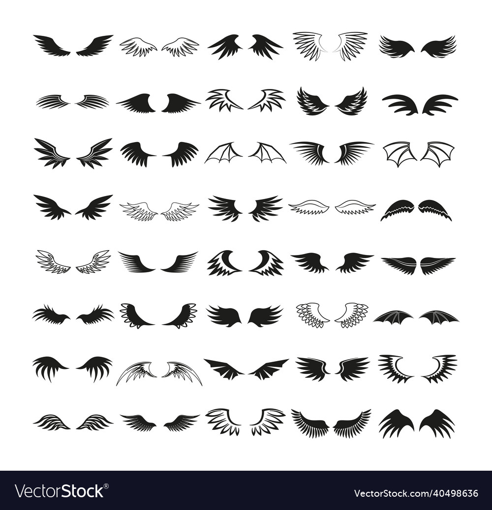 Wings icons collection vector image Wings icons collection