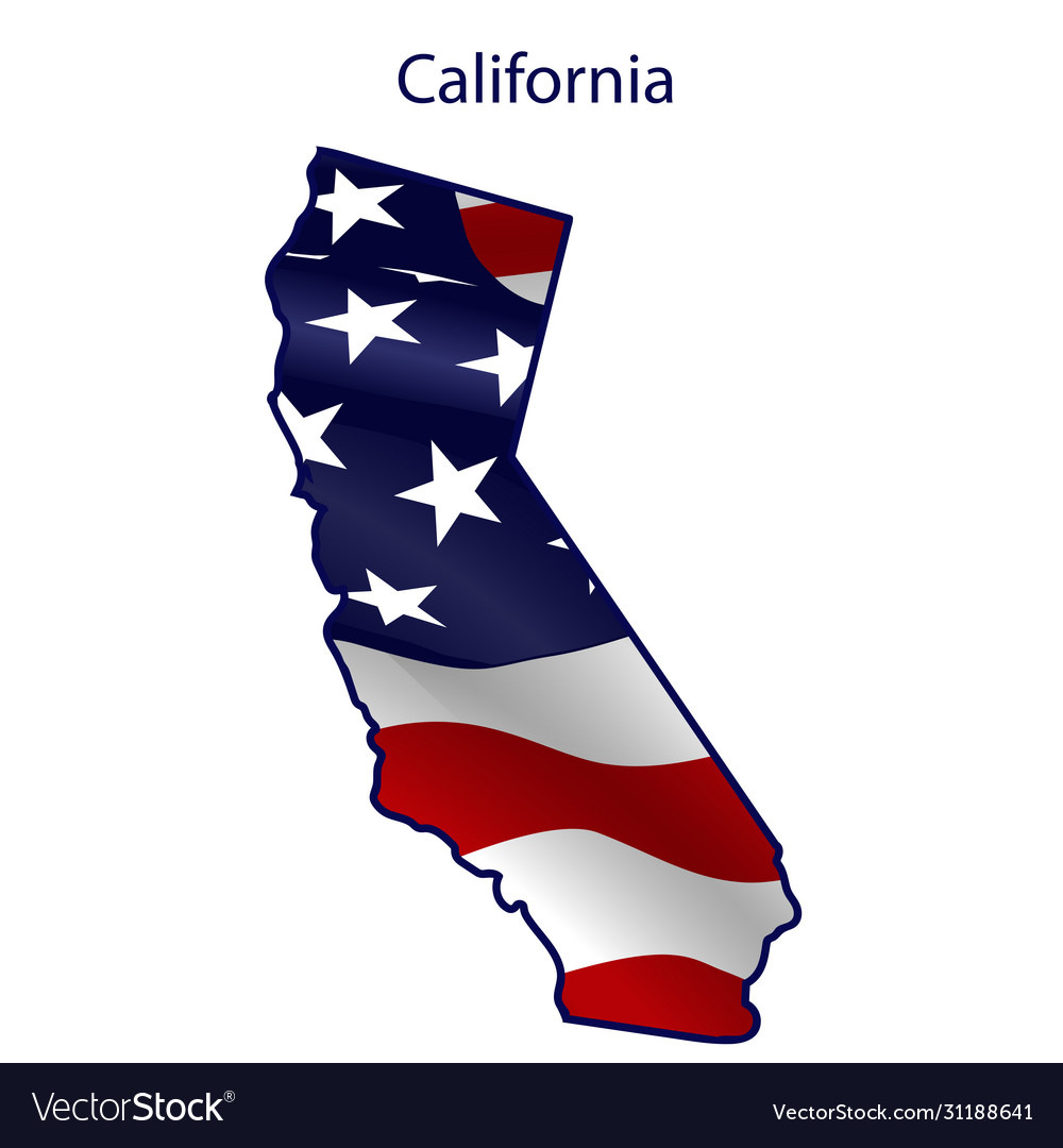 California full american flag waving Royalty Free Vector