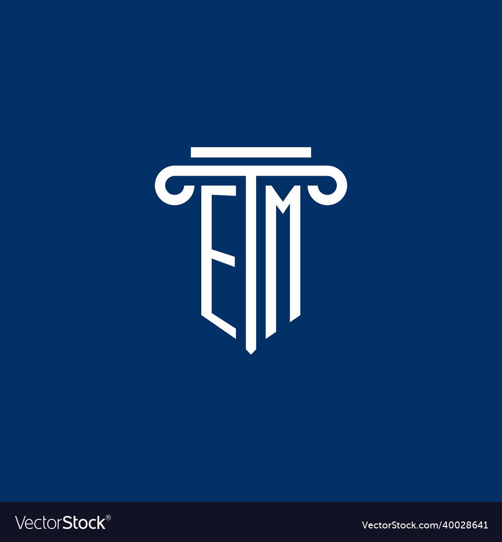 Em initial logo monogram with simple pillar icon