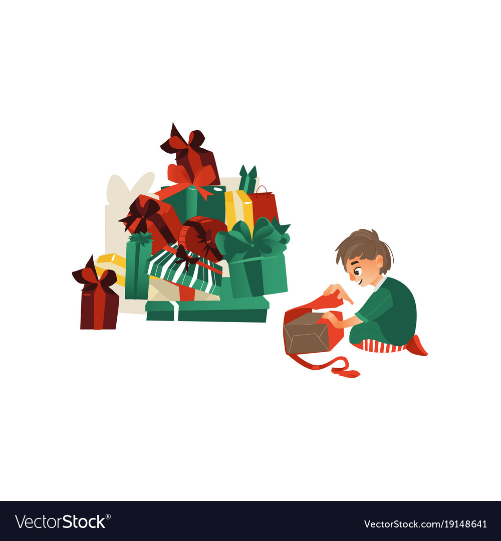 Flat caucasian opening present box