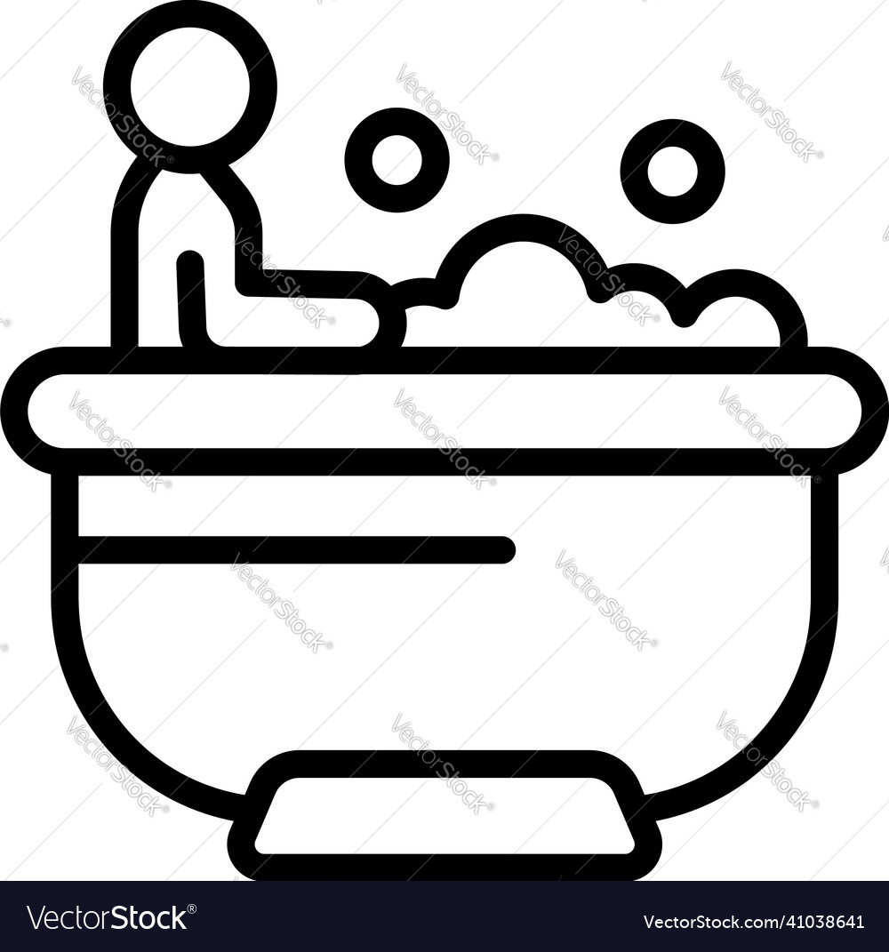 Foam spa bath icon outline hydro leg Royalty Free Vector