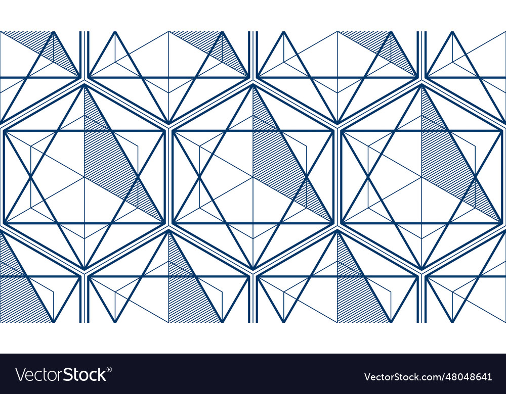 Geometric 3d lines abstract seamless pattern vector image Geometric 3d lines abstract seamless pattern