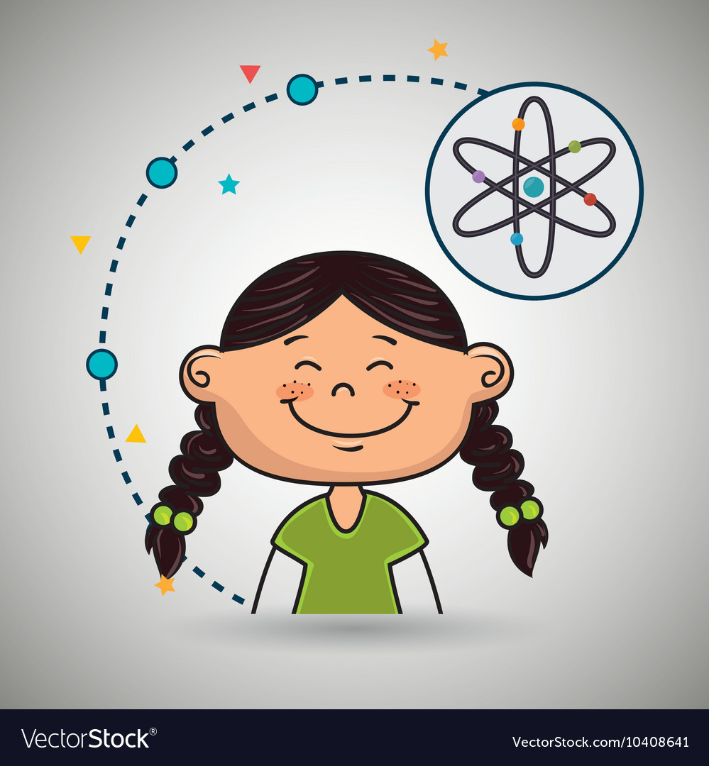 Girl cartoon atom icon