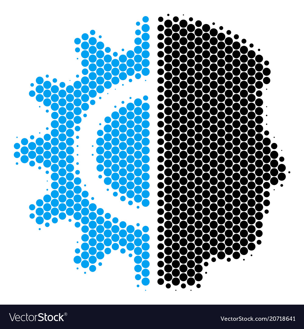 Halftone dot android robotics icon vector image Halftone dot android robotics icon