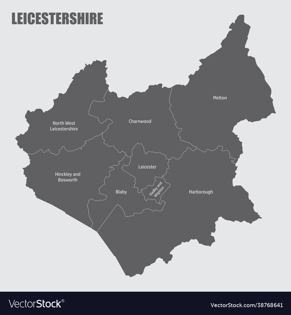 Leicestershire county administrative map Vector Image