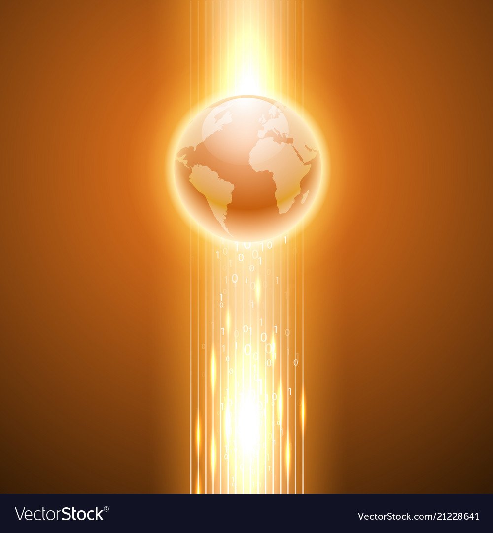 Orange Hintergrund mit binären Code auf der Welt vector image Orange Hintergrund mit binären Code auf der Welt