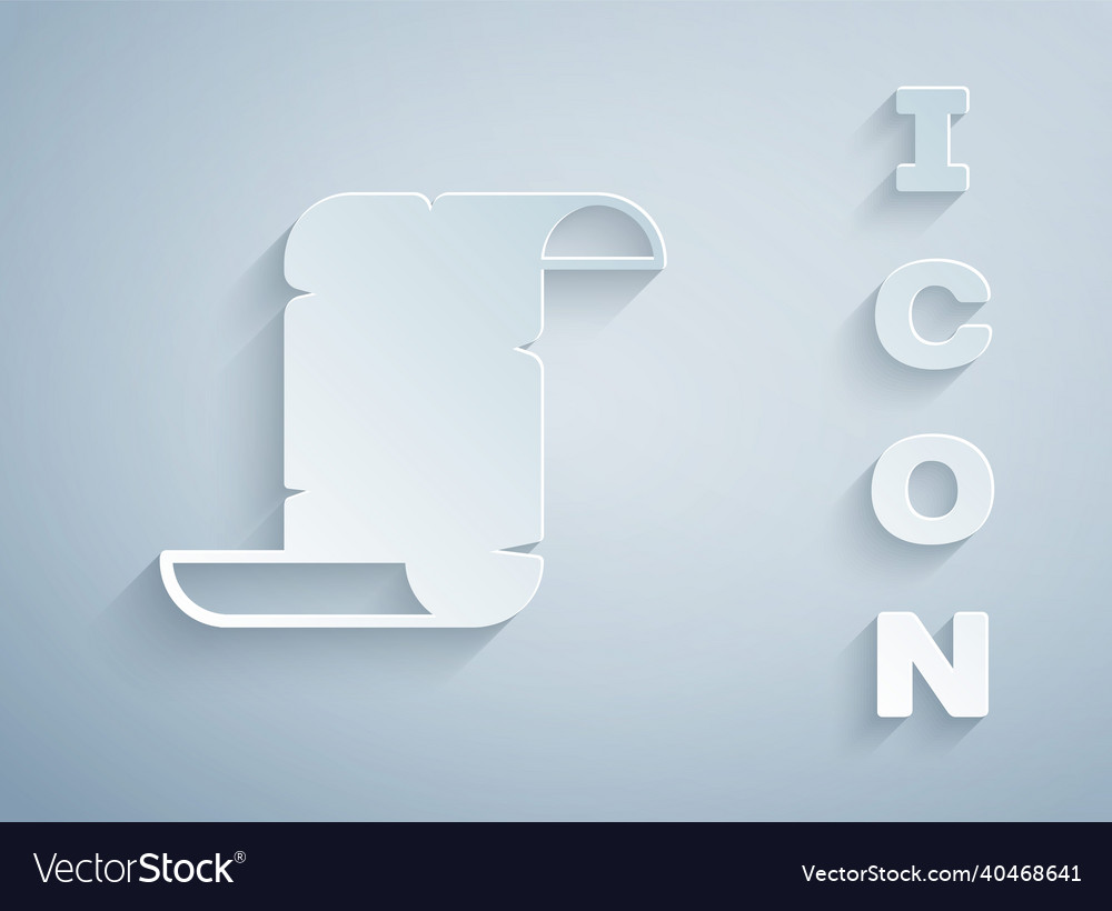 Paper cut ancient papyrus scroll icon isolated
