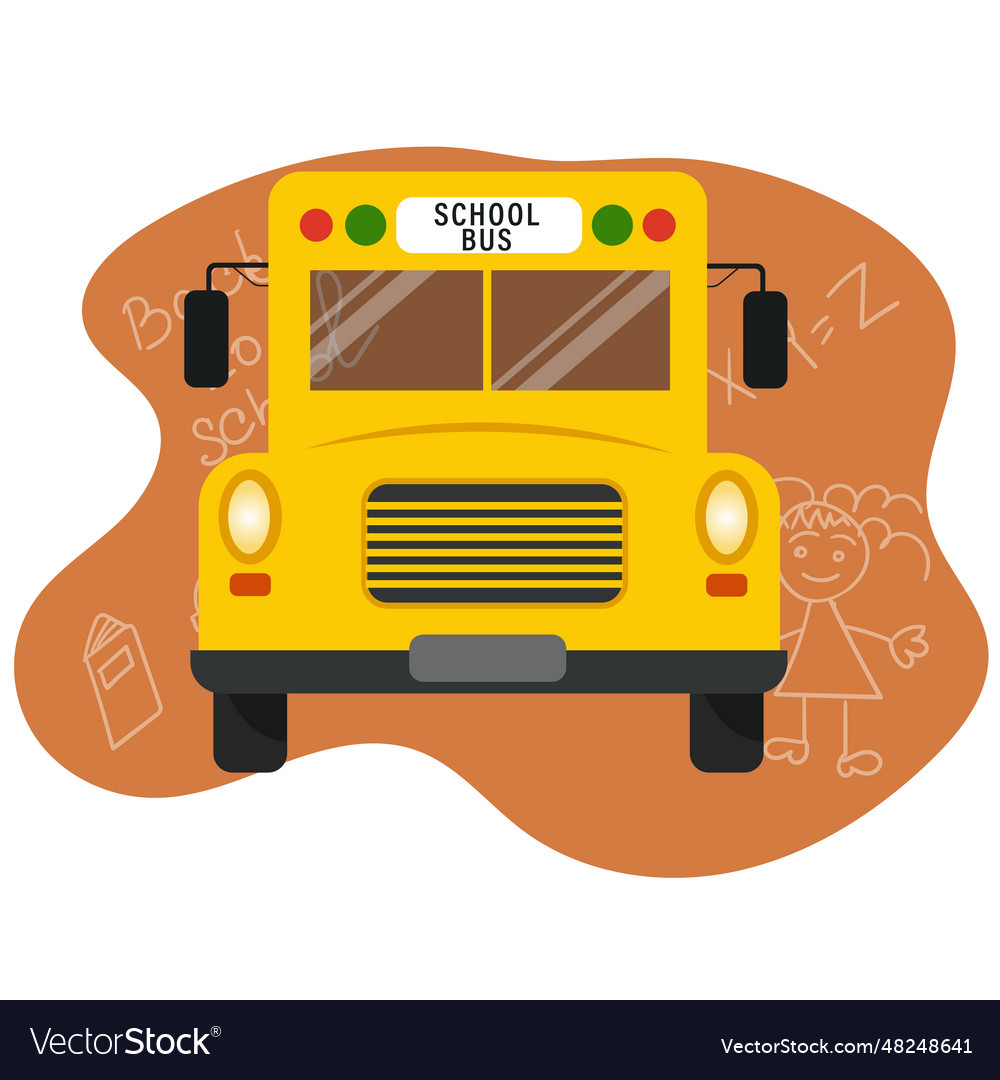 School bus front view on a colored background Vector Image School bus front view on a colored background