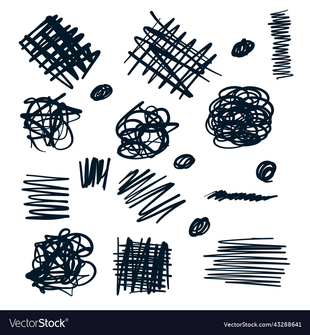 Scribbles abstract set in different shapes