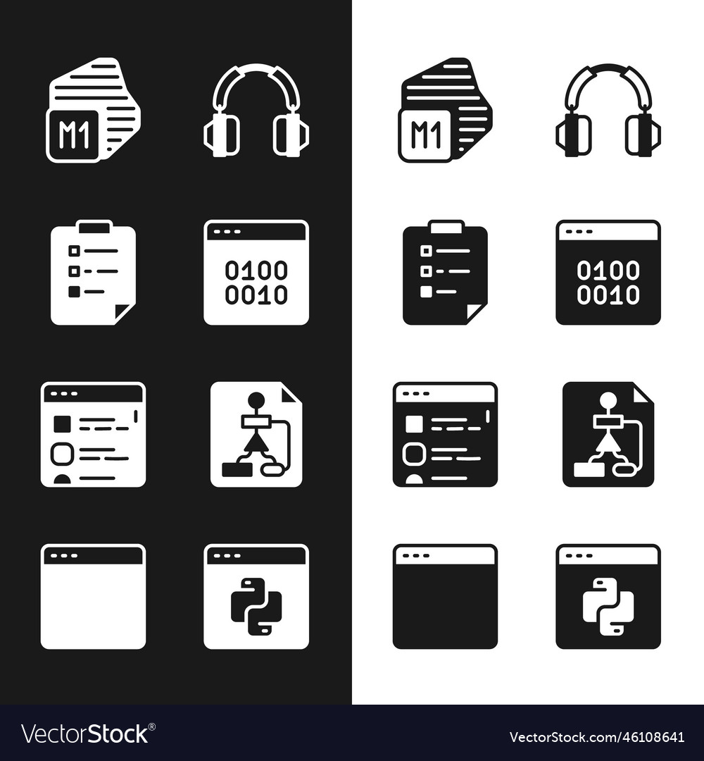 Set binary code clipboard with checklist vector image Set binary code clipboard with checklist