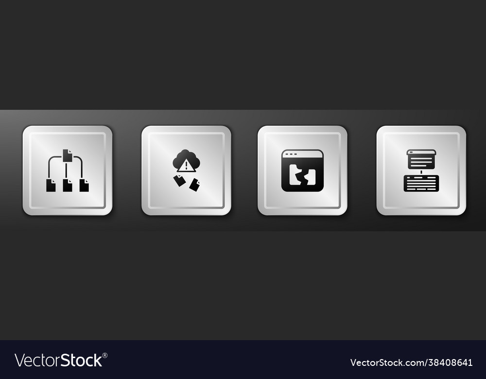 Set folder tree cloud hacking broken file vector image Set folder tree cloud hacking broken file