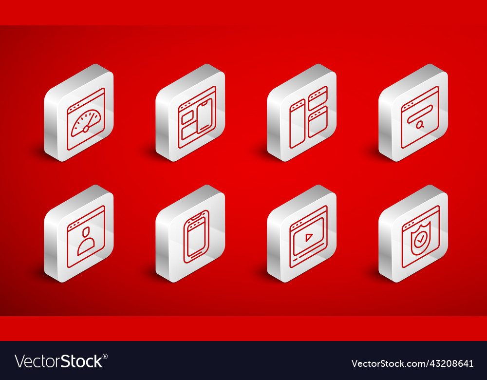 Set line browser with shield web developer Vector Image Set line browser with shield web developer