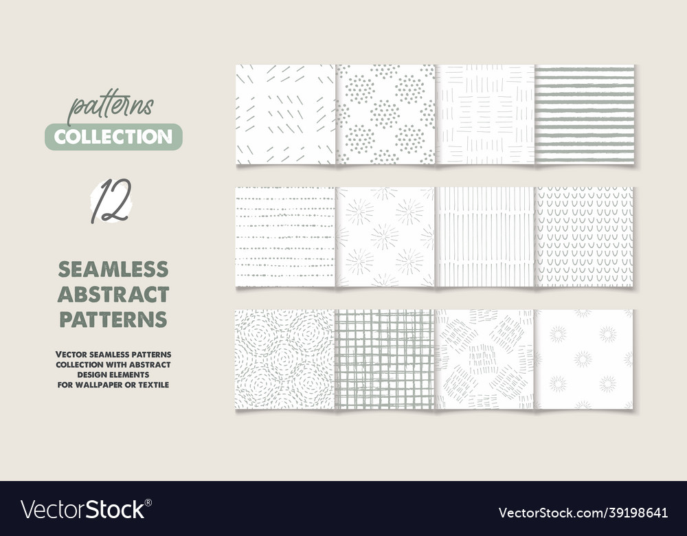 Set of 12 seamless patterns and textures