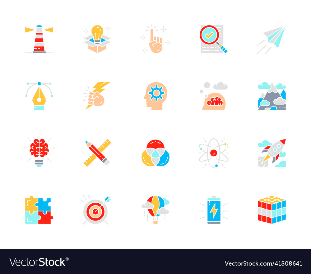 Set of creative white line icon checklist