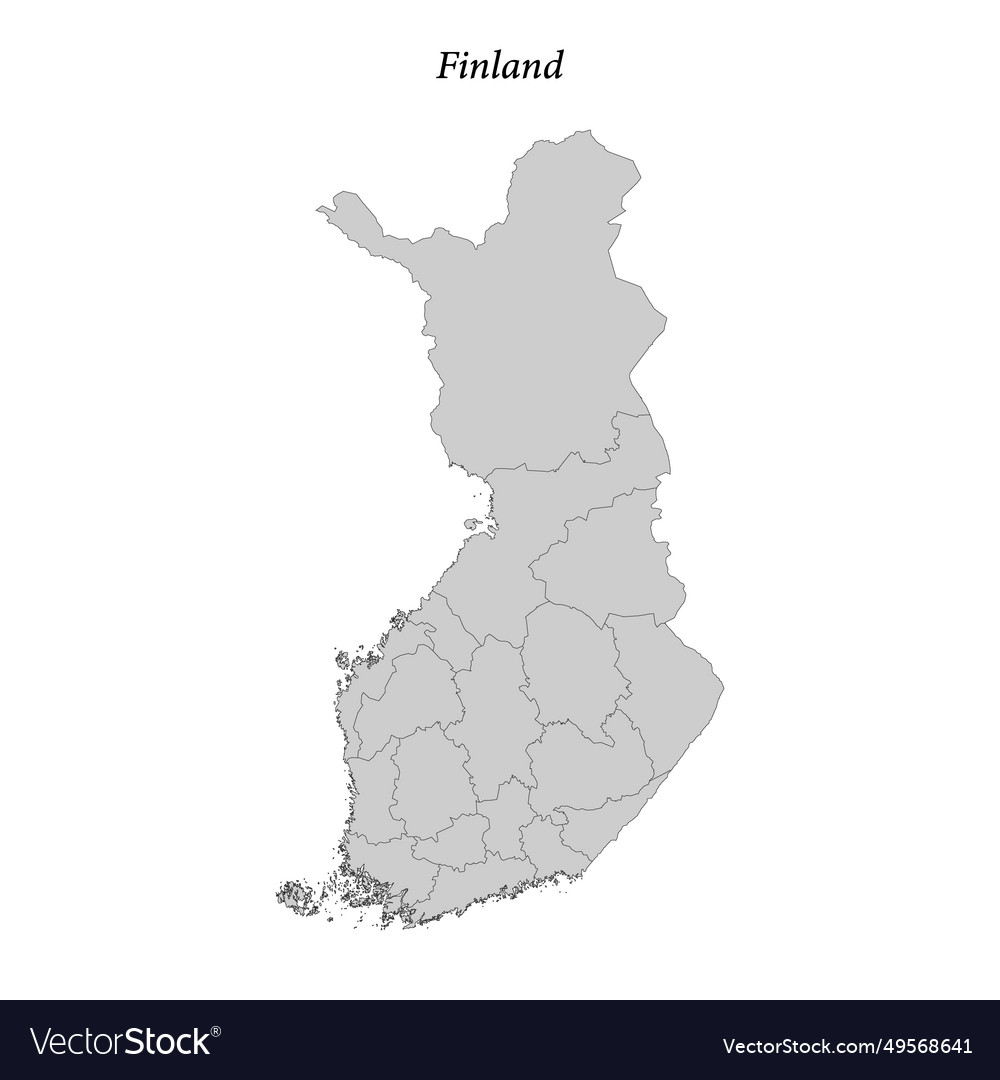 Simple flat map of finland with borders