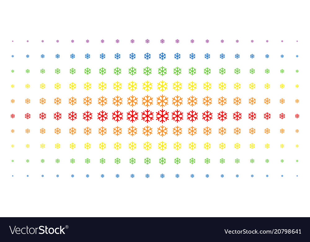Snowflake spectral halftone array vector image Snowflake spectral halftone array